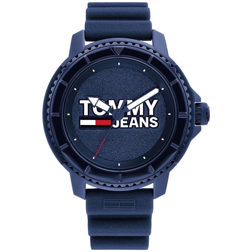 商品Tommy Hilfiger|Tommy Hilfiger Men's Blue Silicone Strap Watch 45mm,价格¥922,第1张图片