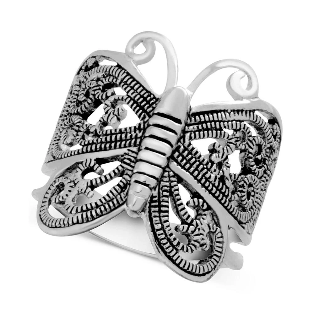 商品Essentials|Filigree Butterfly Ring in Silver-Plate,价格¥76,第1张图片
