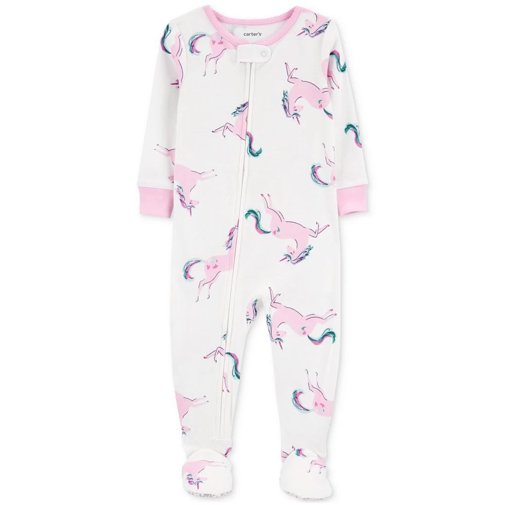商品Carter's|Baby Girls 1-Piece Unicorn Footed Pajama,价格¥81,第1张图片