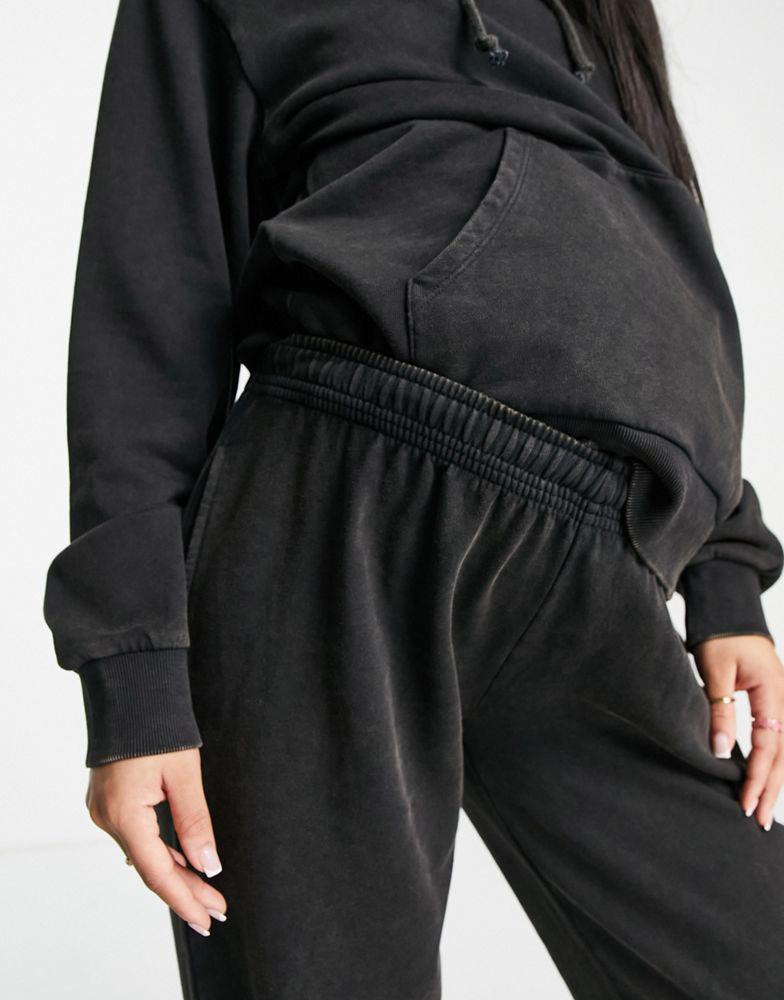 ASOS DESIGN Maternity tracksuit hoodie / under the bump jogger in washed charcoal商品第2张图片规格展示