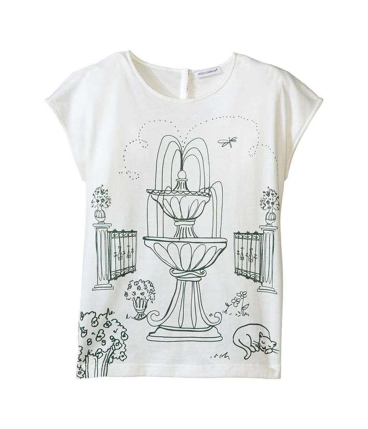 商品Dolce & Gabbana|大童Dolce & Gabbana Kids Botanical Garden Fountain T-Shirt (Big Kids),价格¥834,第1张图片