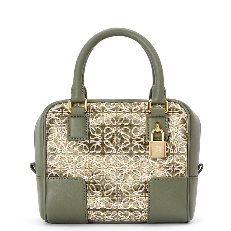 商品Loewe|【预售3-7天】LOEWE/罗意威 22新款Amazona 16系列 女士绿色/鳄梨绿徽标提花帆布配皮饰金锁单肩手提包A039N21X03-4364,价格¥15324,第1张图片
