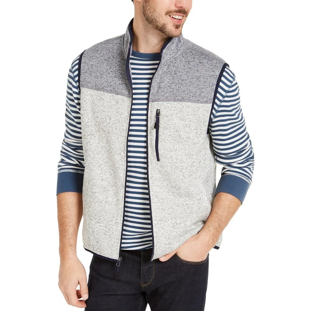 商品Club Room|Men's Colorblock Fleece Sweater Vest, Created for Macy's,价格¥107,第1张图片