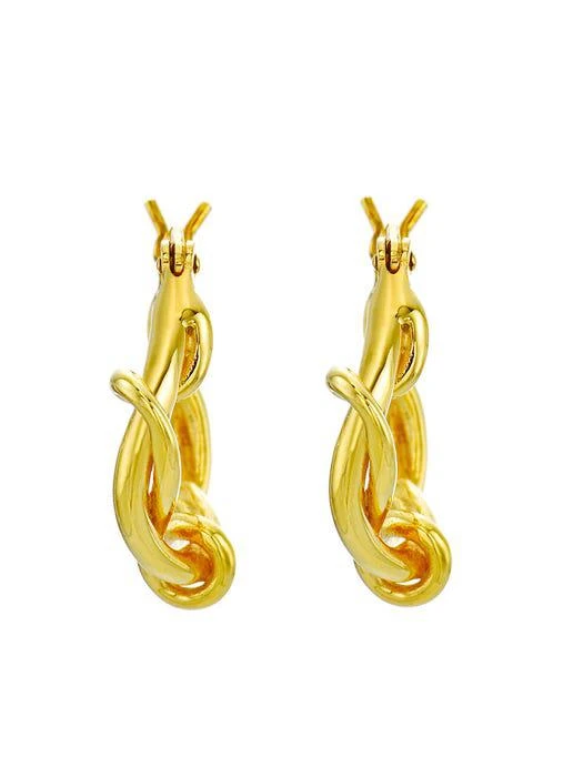 商品REALEESM|Silver Twist Hoop Earring_Gold,价格¥713,第1张图片