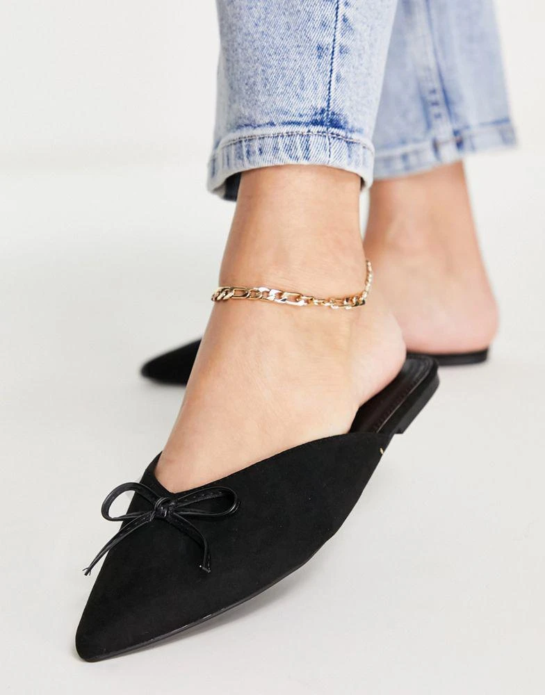 商品ASOS|ASOS DESIGN Wide Fit Lewi pointed flat mules in black,价格¥83,第3张图片详细描述