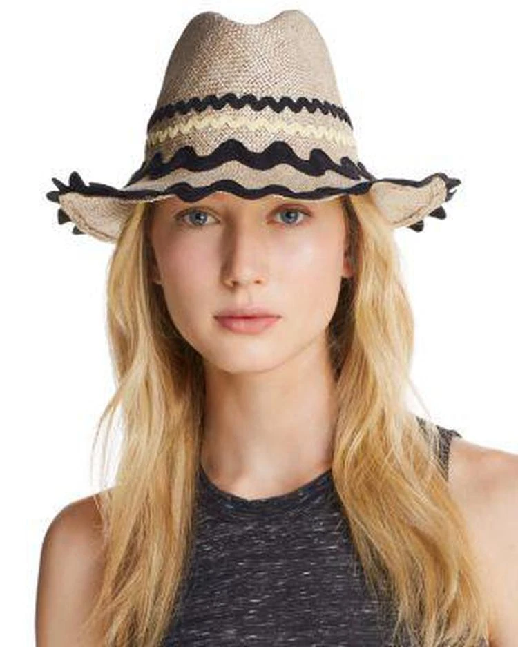 商品Exquisite J|Packable Ric Rac-Trim Fedora,价格¥421,第1张图片