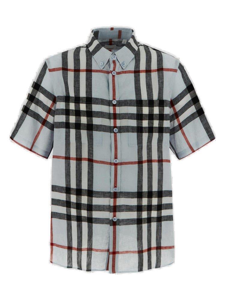 商品Burberry|Burberry Checked Pattern Short-Sleeved Shirt,价格¥2591,第1张图片