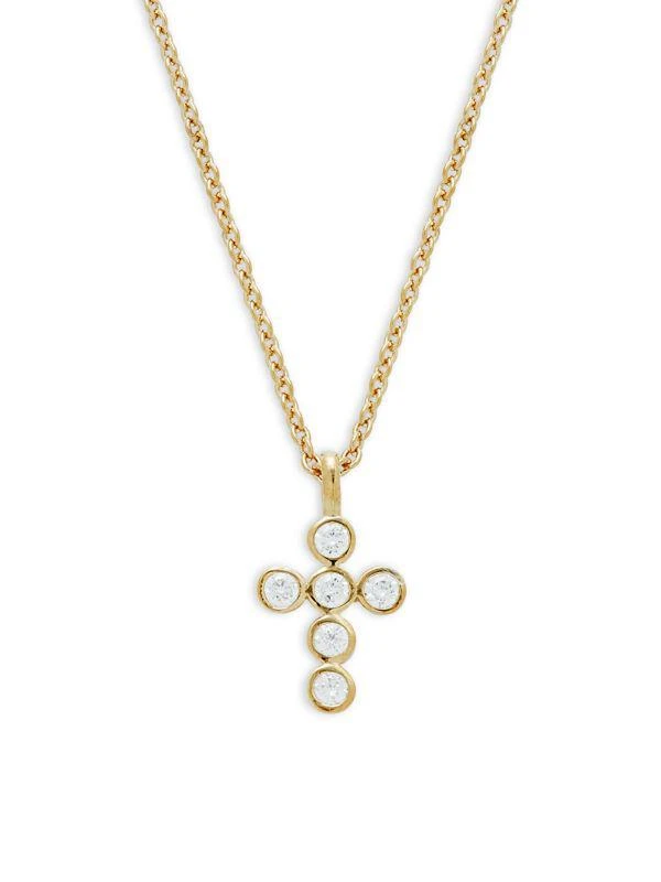 商品Adriana Orsini|18K Goldplated & Cubic Zirconia Cross Pendant Necklace,价格¥169,第1张图片