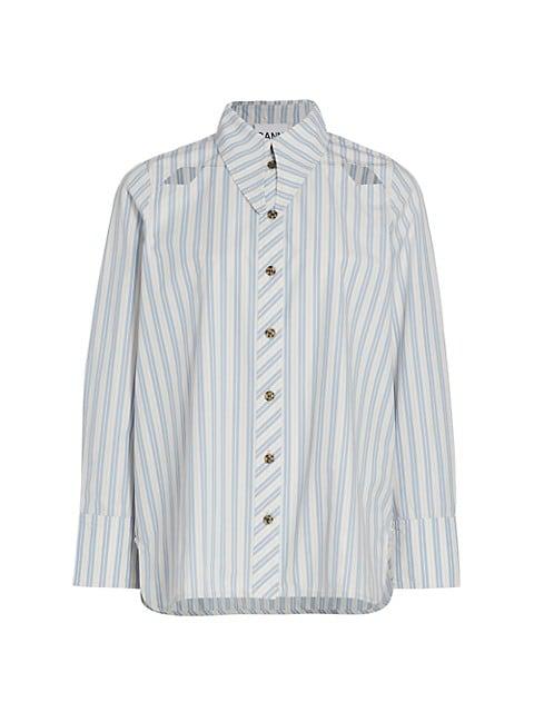 Striped Cut-Out Shirt商品第1张图片规格展示
