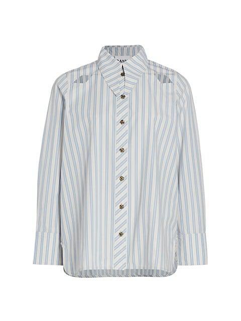 商品Ganni|Striped Cut-Out Shirt,价格¥1278,第1张图片
