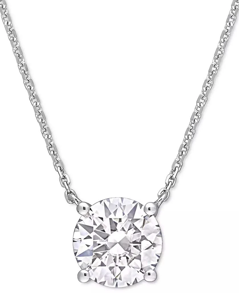 商品Macy's|Lab-Grown Moissanite Solitaire 17" Pendant Necklace (1-3/4 ct. t.w.) in 14k White Gold,价格¥4057,第1张图片