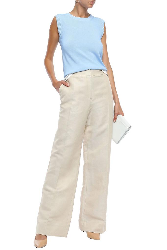 Linen-blend twill wide-leg pants商品第2张图片规格展示