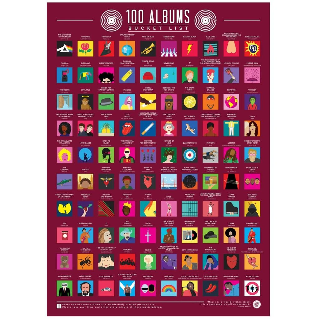 商品Gift Republic|100 Albums Bucket List Poster,价格¥142,第3张图片详细描述