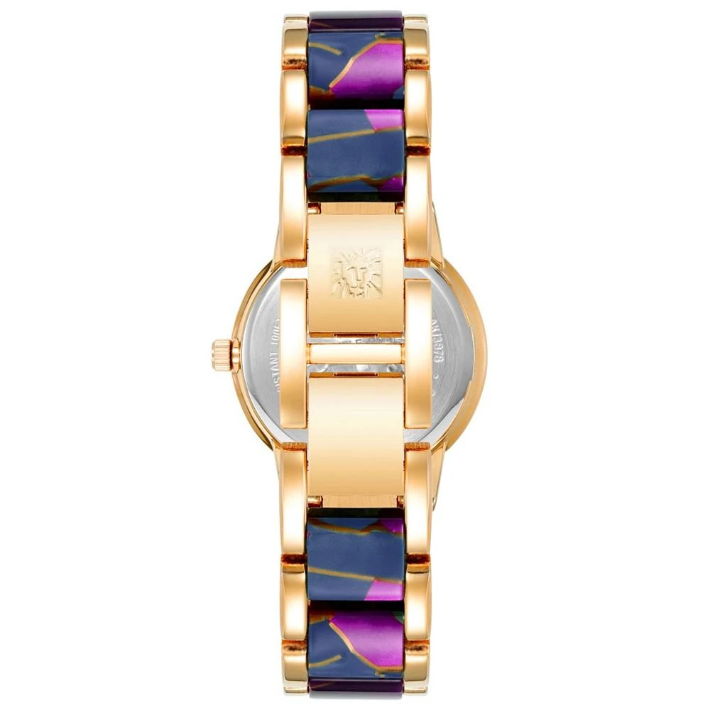 商品Anne Klein|Women's Three-Hand Quartz Rose Gold-Tone Alloy with Navy and Purple Resin Bracelet Watch, 32mm,价格¥561,第3张图片详细描述