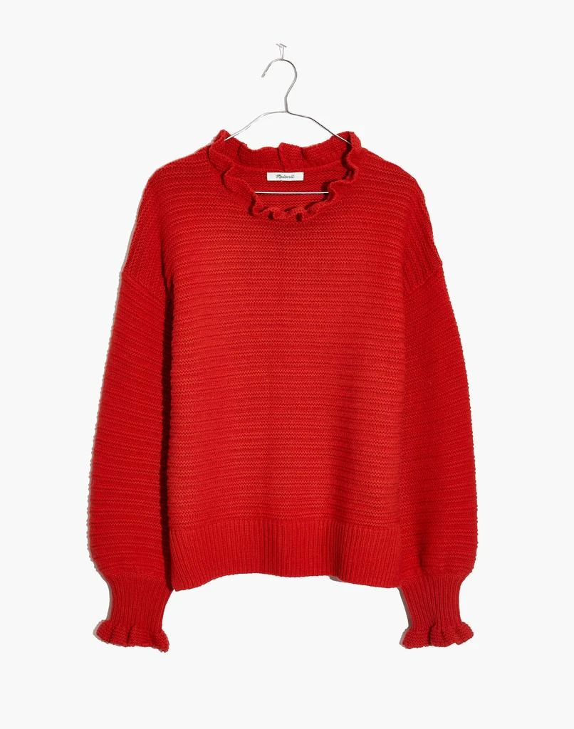 商品Madewell|Ruffle-Neck Pullover Sweater in Cotton-Merino Yarn,价格¥693,第4张图片详细描述