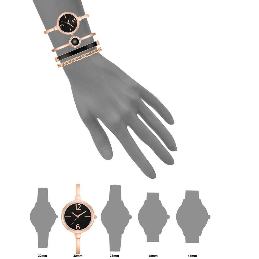 Women's Rose Gold-Tone Alloy Bangle Fashion Watch 37mm Set 4 Pieces商品第4张图片规格展示