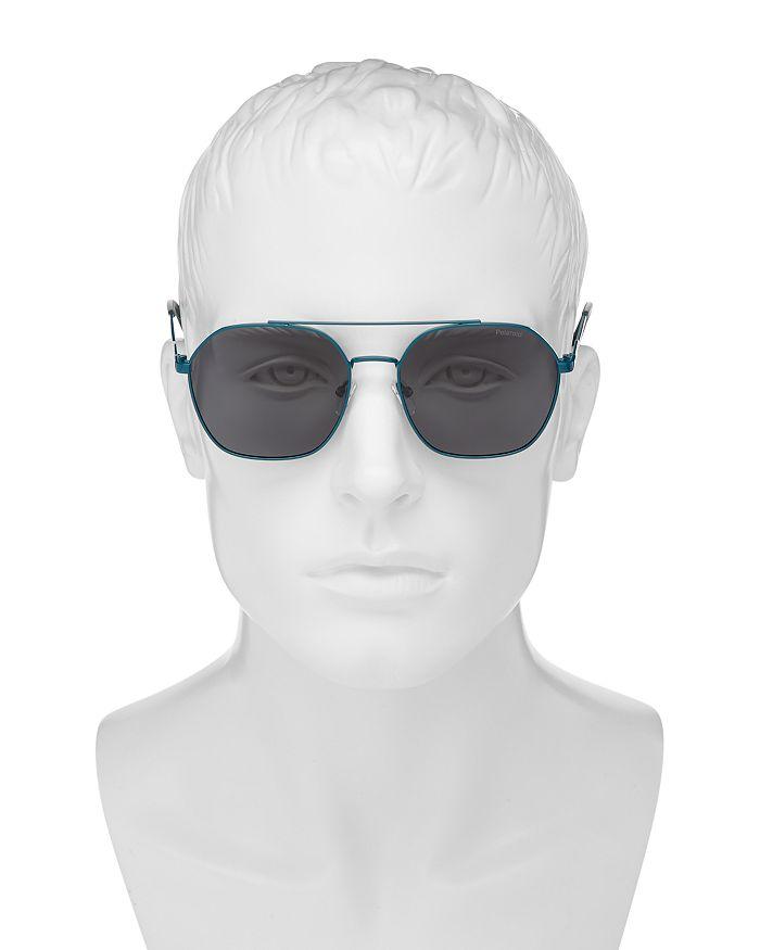 Unisex Polarized Brow Bar Aviator Sunglasses, 57mm商品第3张图片规格展示