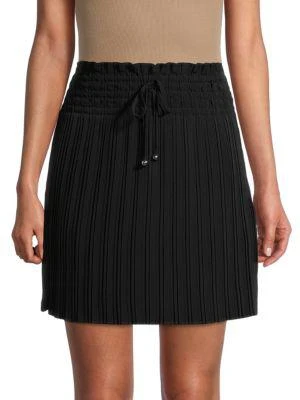 商品Karl Lagerfeld Paris|​Ribbed Knit Drawstring Mini Skirt,价格¥301,第1张图片