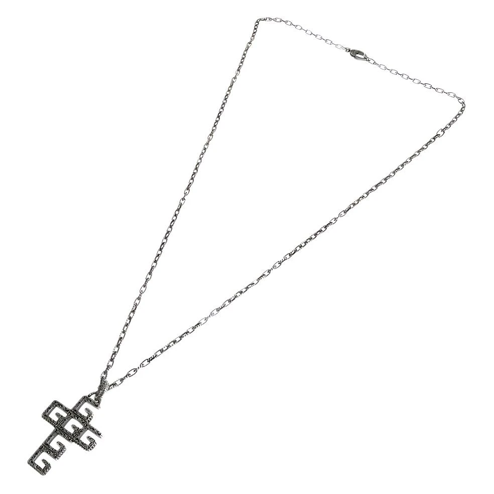 商品[国内直发] Gucci|古驰  复古做旧G-Cube十字架 925银 项链 男款 银色,价格¥3388,第1张图片
