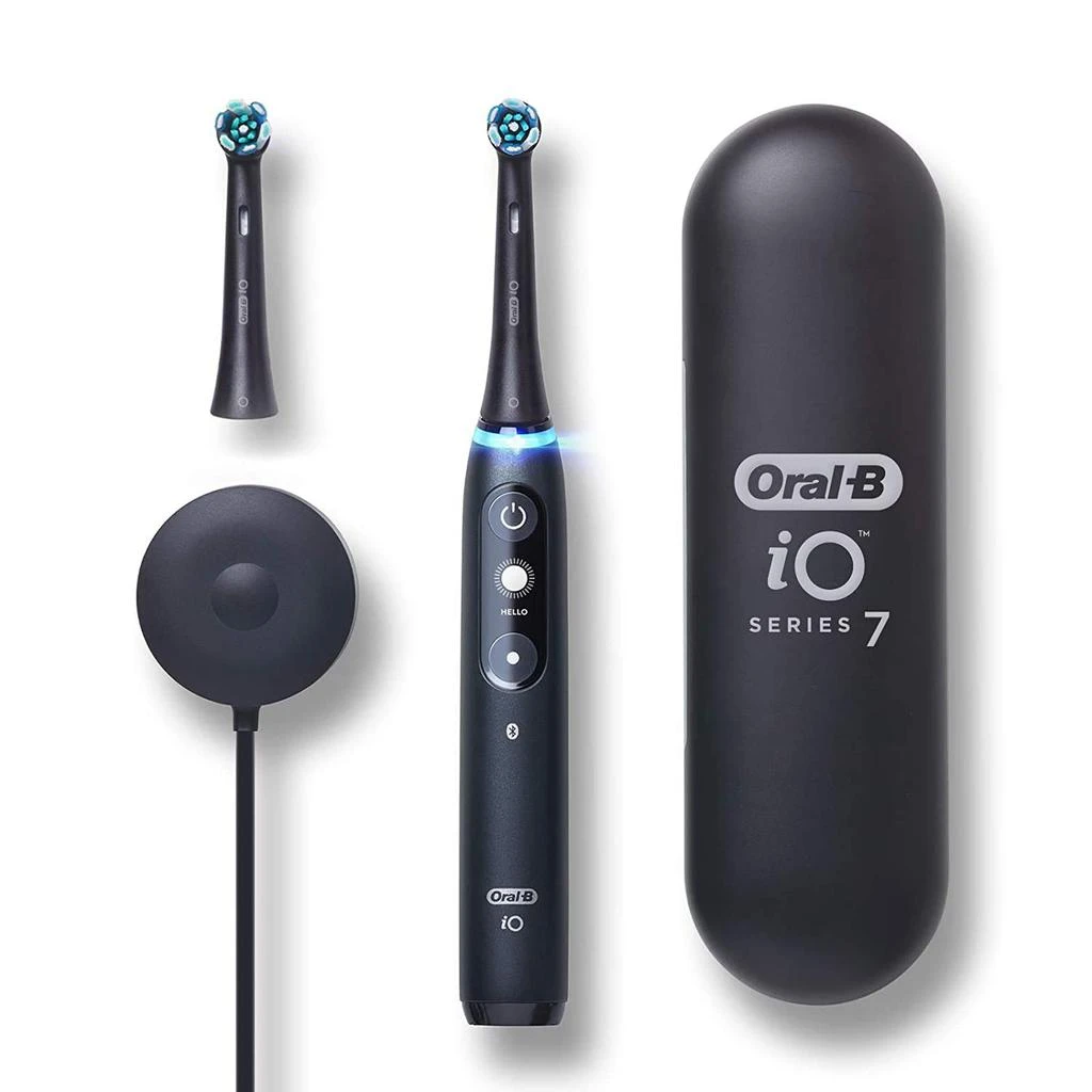 商品Oral-B|Oral-B iO Series 7 Electric Toothbrush with 1 Replacement Brush Head, Black Onyx, 3 Count (Pack of 1),价格¥1408,第1张图片
