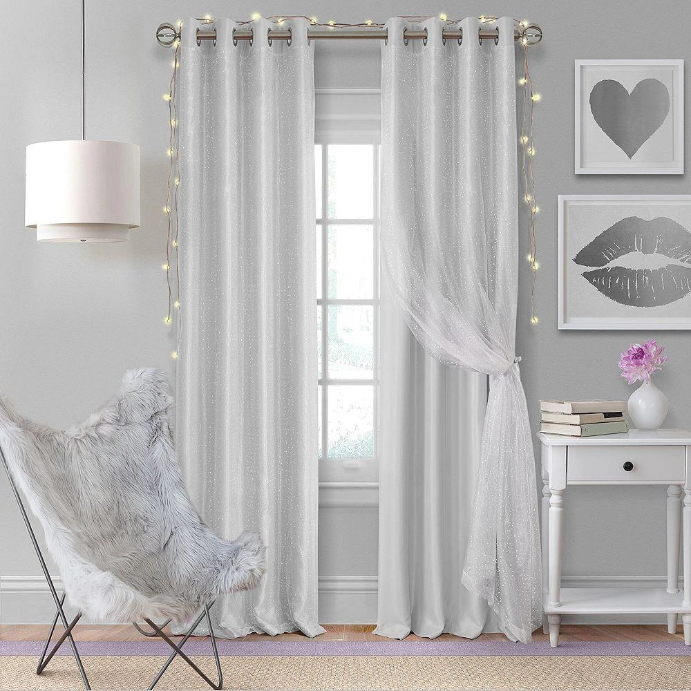 Aurora Kids Room Darkening Layered Sheer Curtain Panel, 52" x 84" 商品