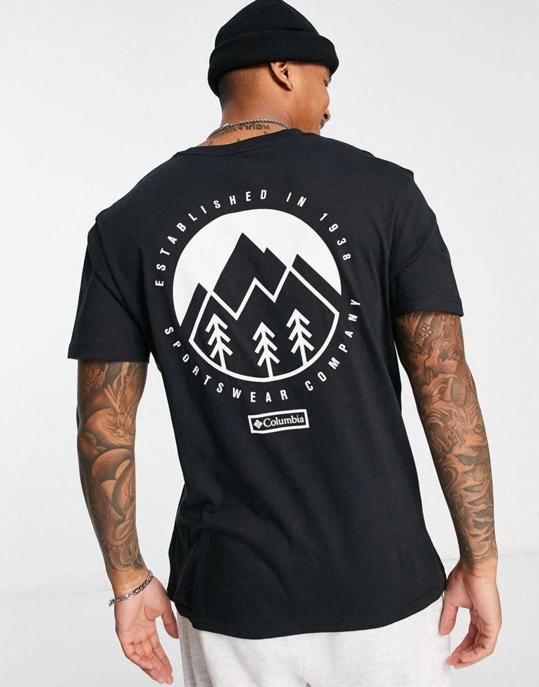 商品Columbia|Columbia Tillamook back print t-shirt in black Exclusive at ASOS,价格¥235,第1张图片