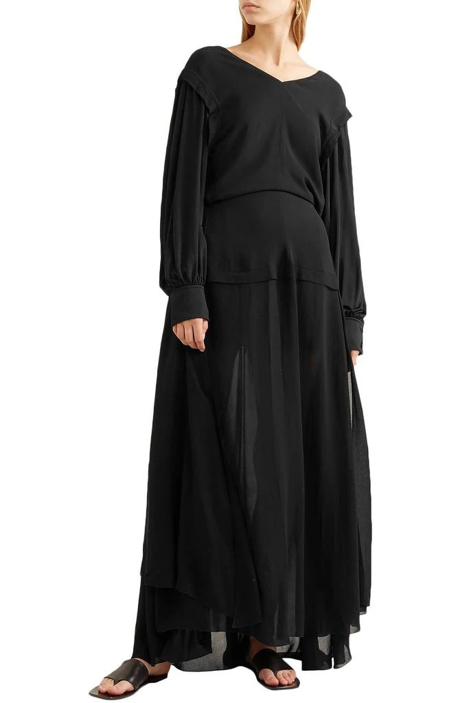 商品Chloé|Satin-jersey and draped chiffon maxi dress,价格¥8401,第3张图片详细描述