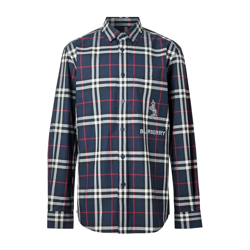 Burberry 博柏利 男士拼色格子独角兽贴花衬衫 8032063 商品