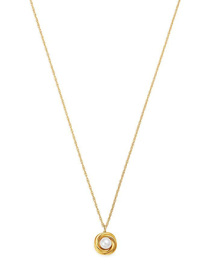 商品Bloomingdale's|Cultured Freshwater Pearl Knot Pendant Necklace in 14K Yellow Gold, 18" - Exclusive,价格¥6590,第1张图片详细描述