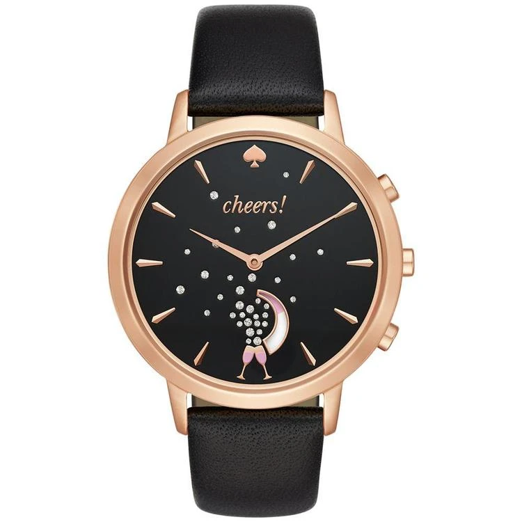 商品Kate Spade|Women's Metro Grand Black Leather Strap Hybrid Smart Watch 39mm KST23100,价格¥1870,第2张图片详细描述