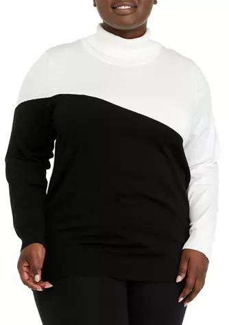 Women's Color Block Turtleneck Sweater商品第1张图片规格展示