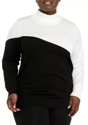 商品Calvin Klein|Klein Plus Size Color Block Turtleneck Sweater,价格¥178,第1张图片