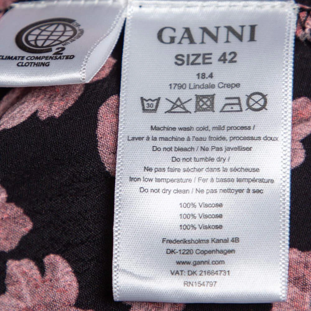Ganni Black Floral Printed Crepe Balloon Sleeve Detail Wrap Dress M 商品