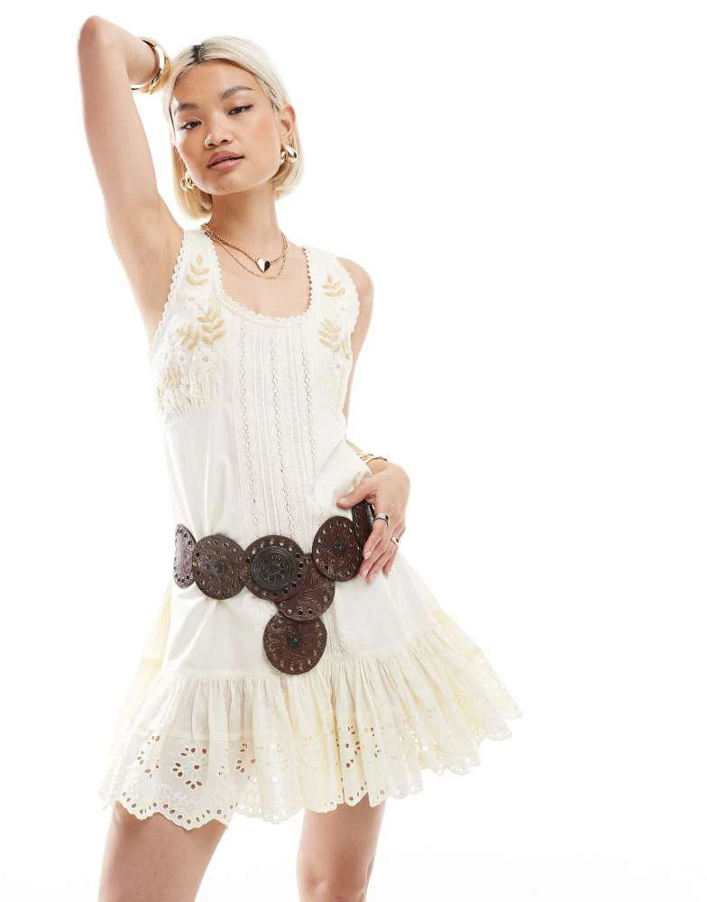 商品Miss Selfridge|Miss Selfridge high low hem heritage mini dress,价格¥475,第1张图片