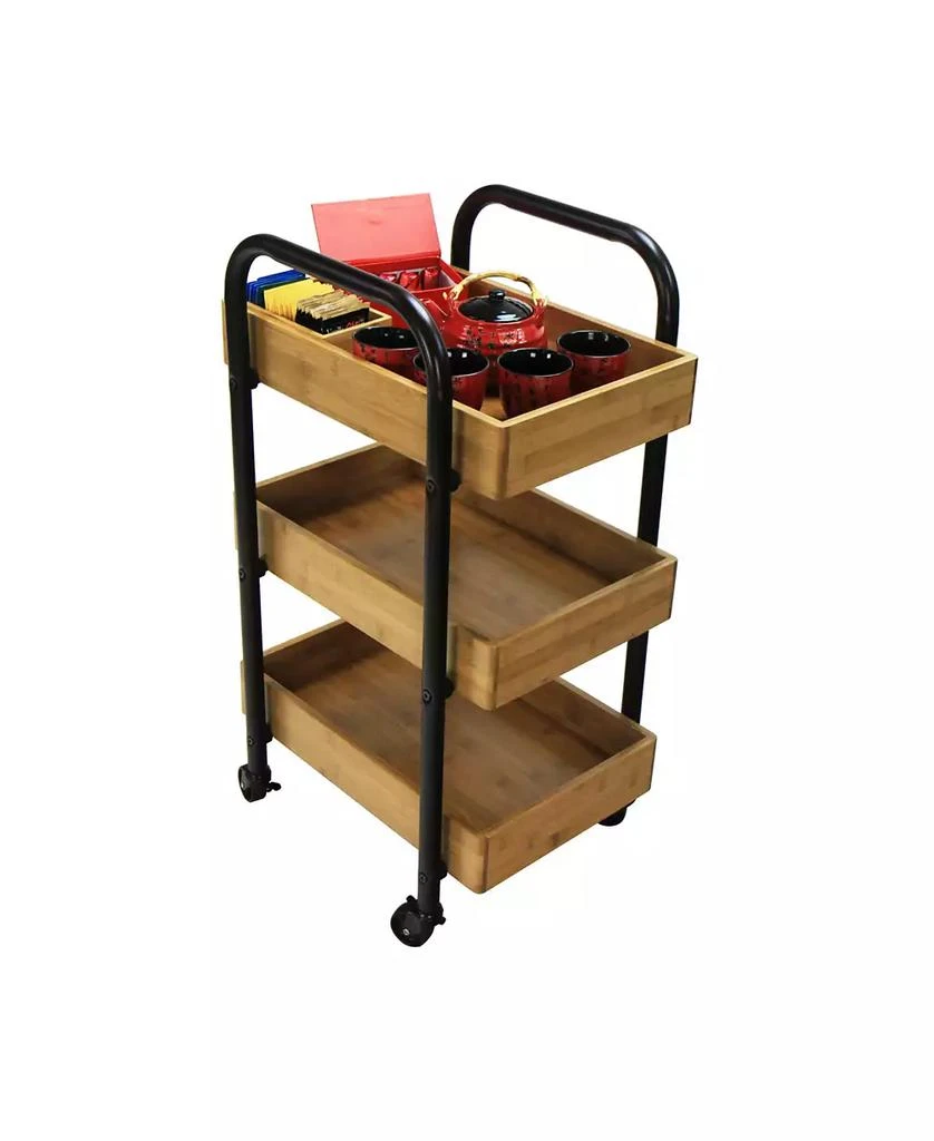 商品Oceanstar|Portable Storage Cart with 3 Easy Removable Bamboo Trays,价格¥1630,第3张图片详细描述