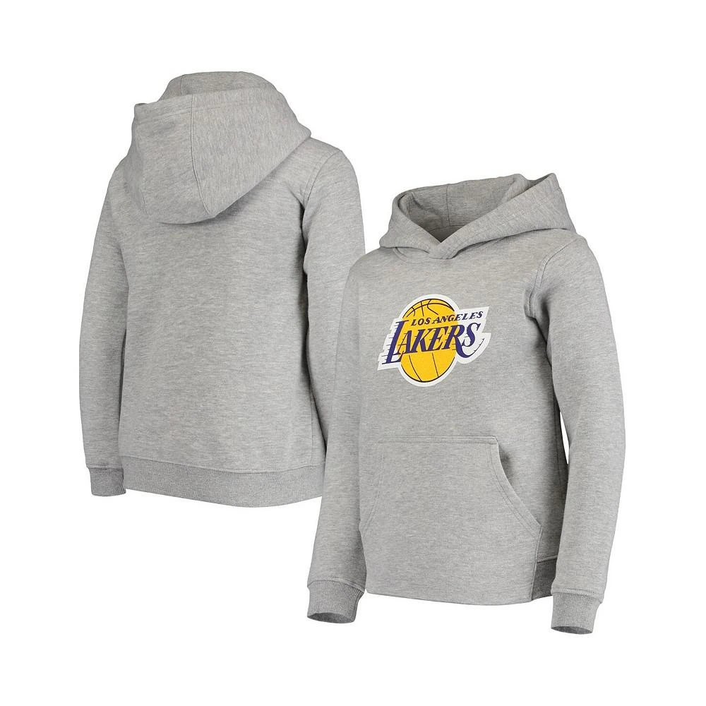 商品Outerstuff|Youth Boys Heathered Gray Los Angeles Lakers Primary Logo Fleece Pullover Hoodie,价格¥334,第2张图片详细描述