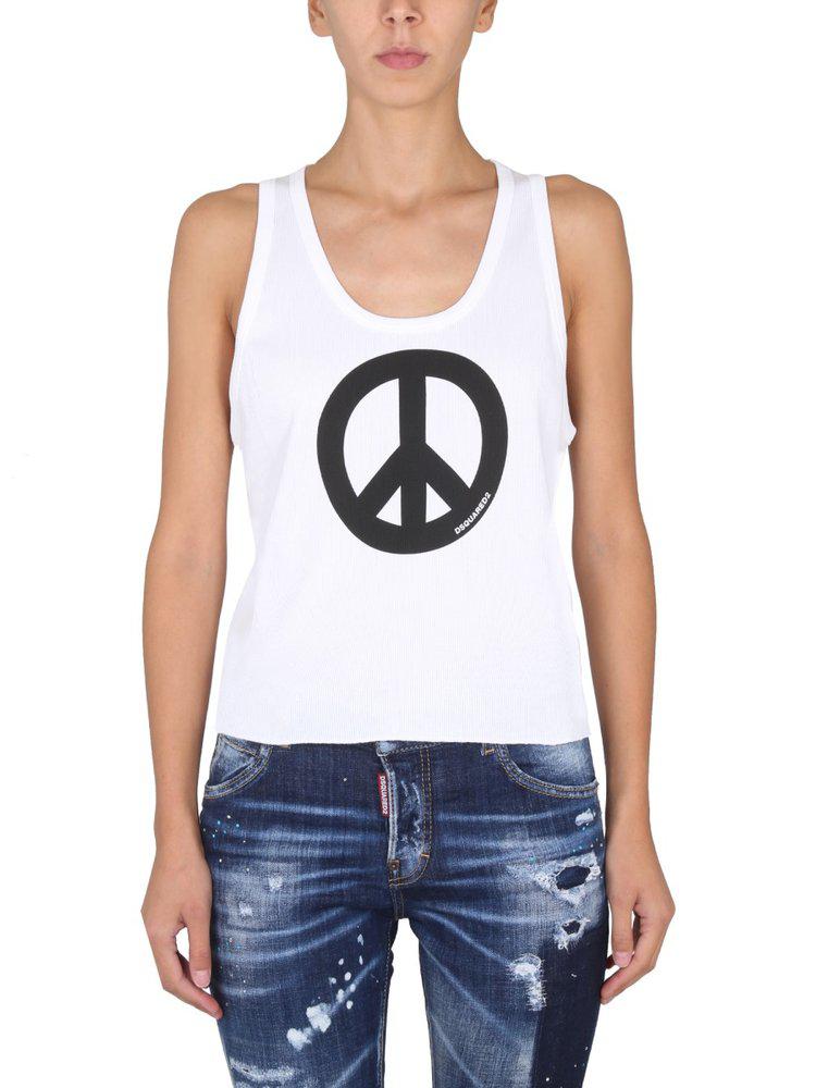 Dsquared2 Peace Printed Crewneck Tank Top商品第1张图片规格展示