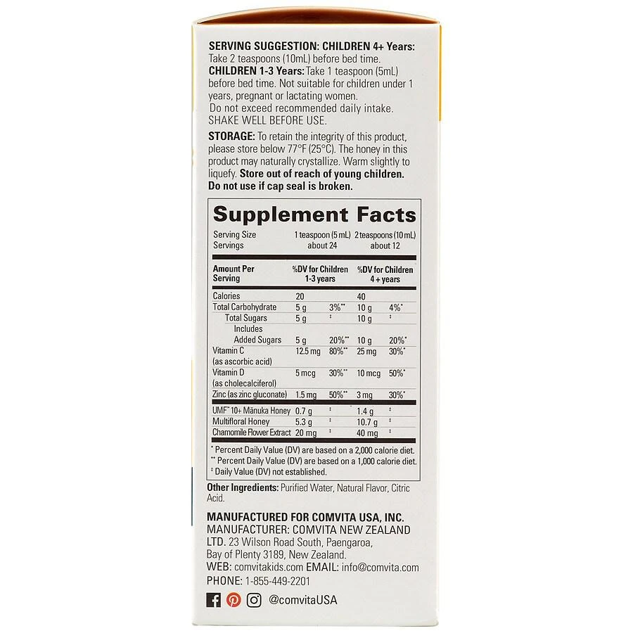 商品Comvita|Kids Night-Time UMF 10+ Manuka Honey Syrup,价格¥56,第3张图片详细描述