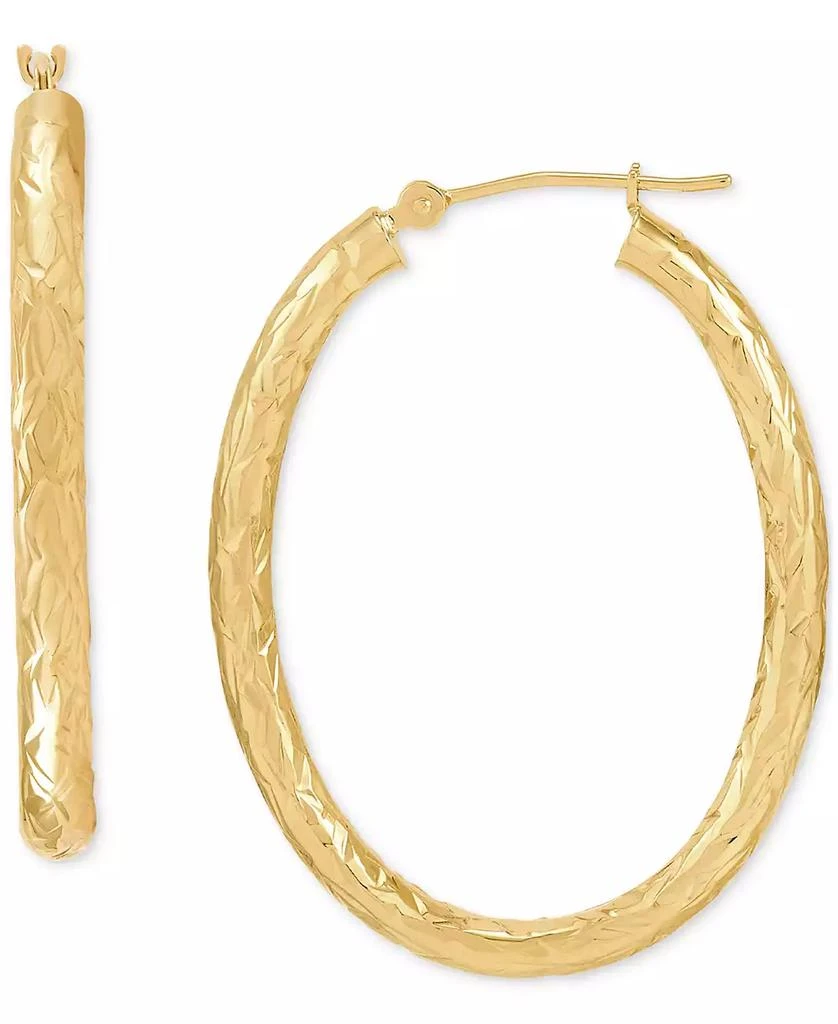 商品Macy's|Medium Polished Tube Hoop Earrings in 14k Yellow Gold, 1-3/8",价格¥1658,第1张图片