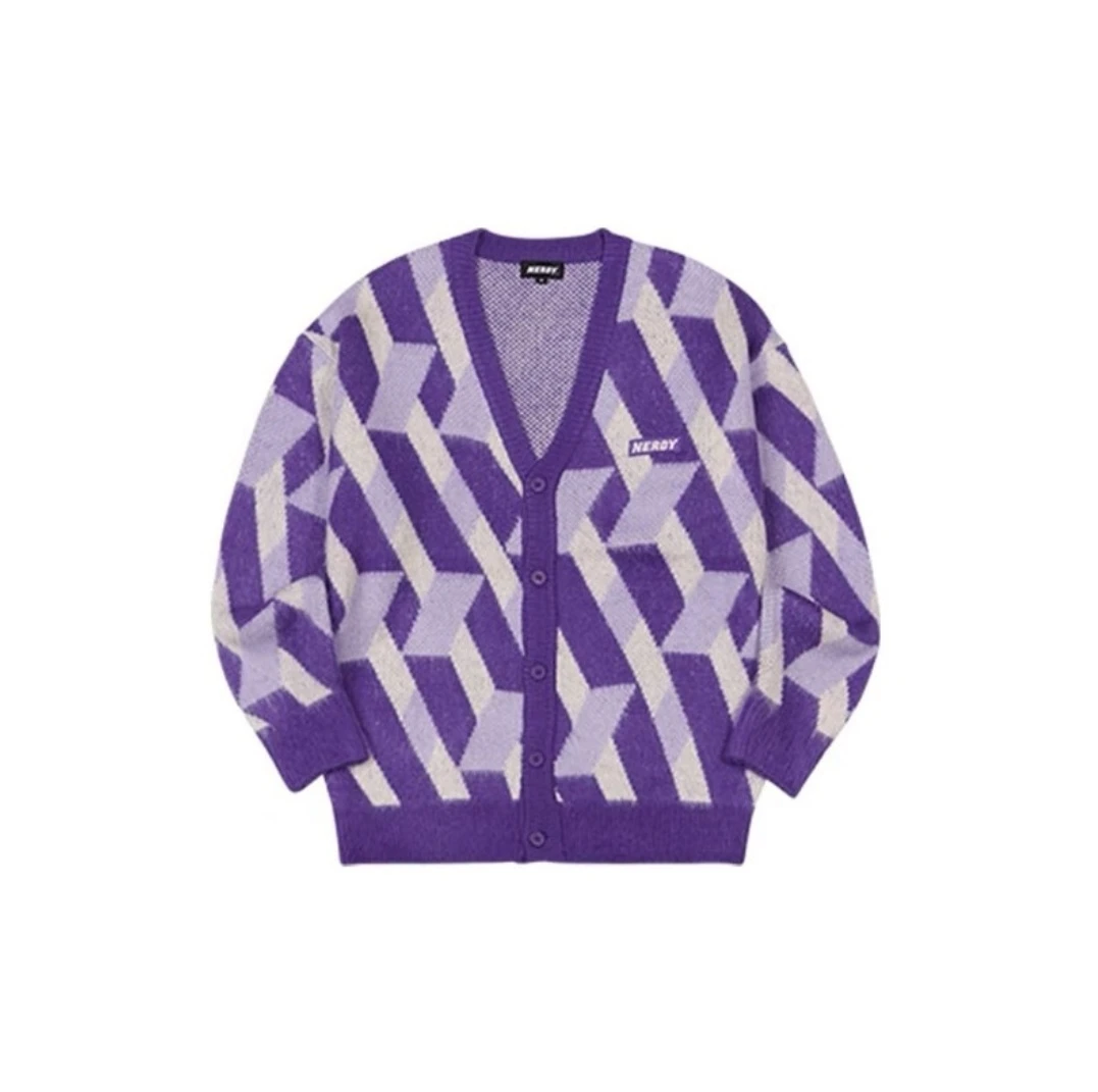 商品NERDY|【享贝家】（国内现货-LY）NERDY 休闲宽松针织衫 开衫 男女同款 紫色 PNEF21KK0617,价格¥343,第1张图片