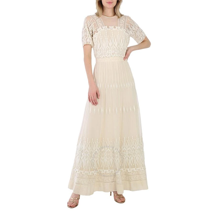 商品Burberry|Embroidered Tulle Dress In Natural White,价格¥10085,第1张图片