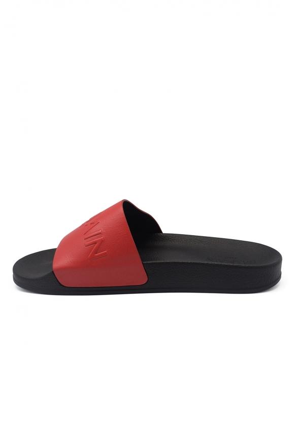 Luxury Shoes For Men   Balmain Flip Flops In Red Leather商品第3张图片规格展示