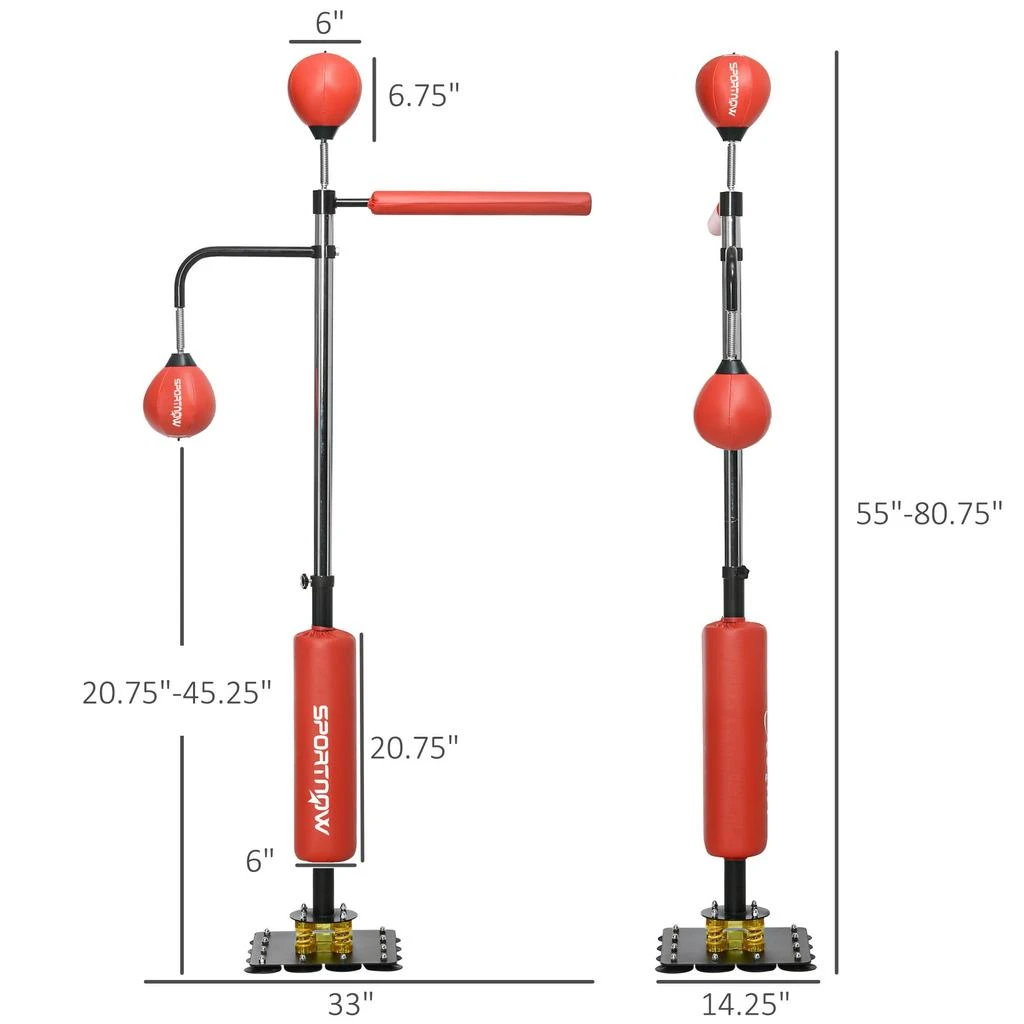 商品Streamdale Furniture|Streamdale 4'7" -6'8" Boxing Bag Stand with Speed Bag and Reaction Bar Challenge,价格¥2302,第3张图片详细描述