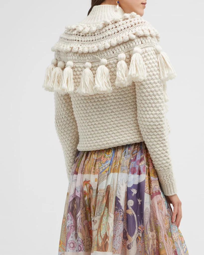 Crochet Tassel and Pom Pom Turtleneck Sweater 商品