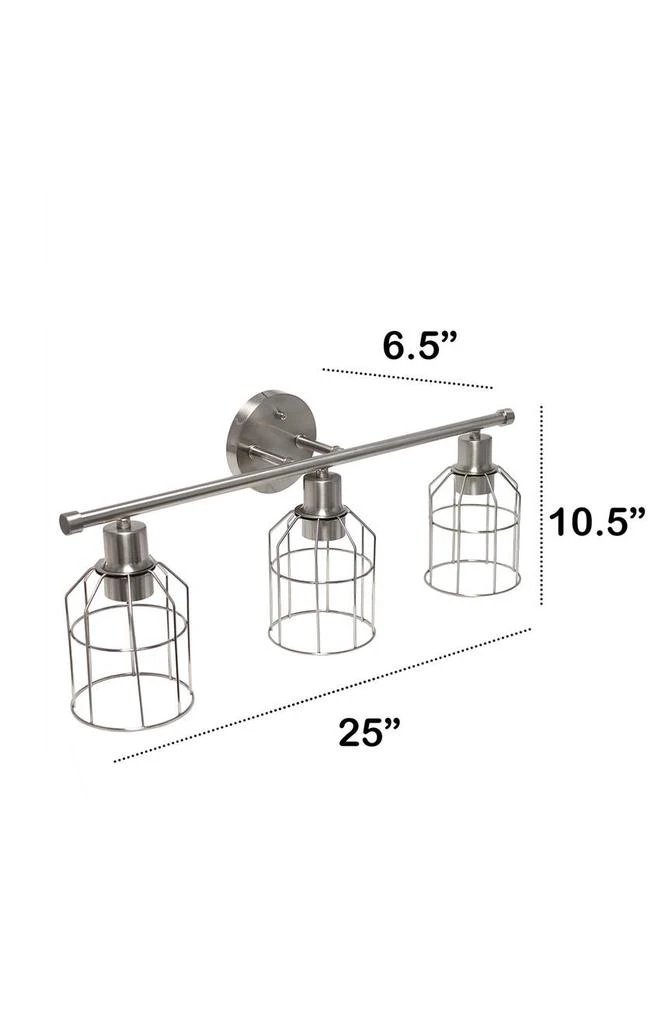 3 Light Industrial Wired Vanity Light, Brushed Nickel 商品
