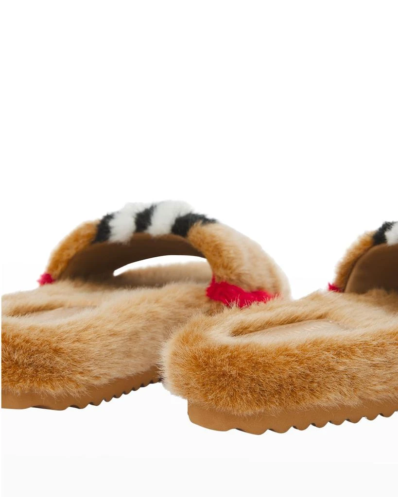 商品Burberry|Kid's Hockley Icon Stripe Faux Fur Slides, Size Kid/Toddlers,价格¥1571,第4张图片详细描述