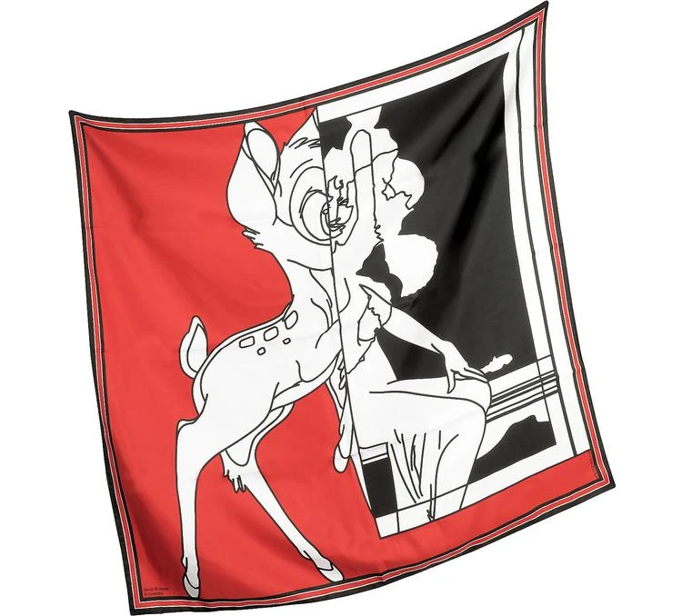 商品Givenchy|Givenchy Bambi Print Red Silk Square Scarf,价格¥1645,第2张图片详细描述