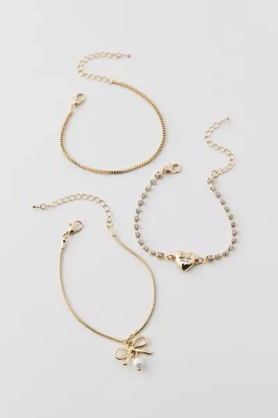 商品Urban Outfitters|Bow Heart Chain Bracelet Set,价格¥192,第2张图片详细描述