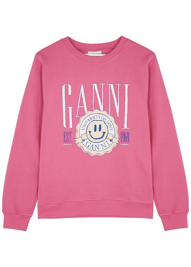 Pink printed cotton sweatshirt商品第1张图片规格展示