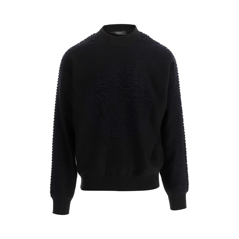 商品Versace|VERSACE 男士黑色棉质套头衫 1003120-1A02223-1B000,价格¥3489,第1张图片